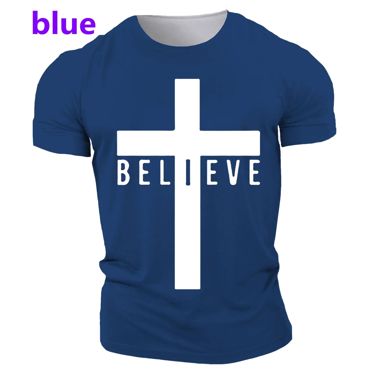 I Believe in God Christian Men'S Fashion T-Shirt 3D Printed Cross T-Shirt Jesus Shirt Short Sleeve Top