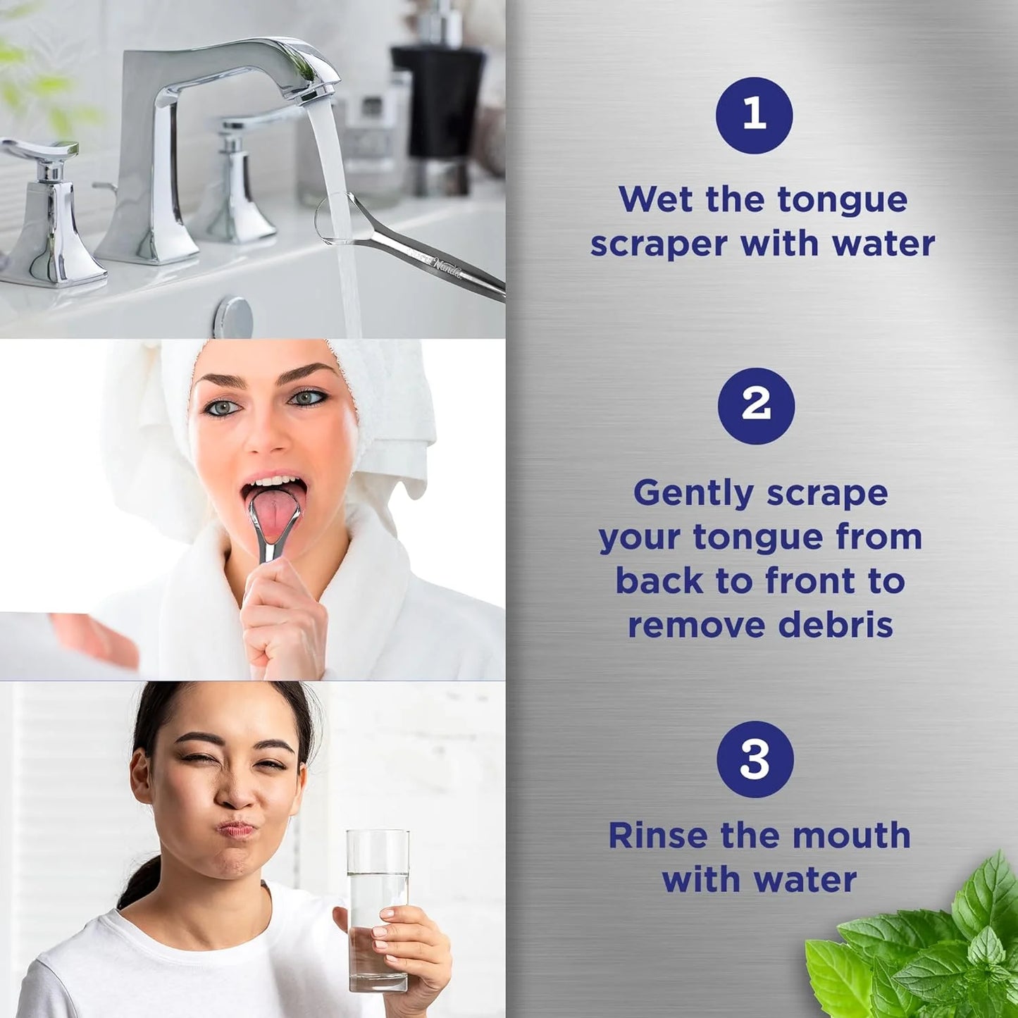 Gurunanda Tongue Scraper & Cleaner, Fights Bad Breath, Stainless Steel, 2 Pack