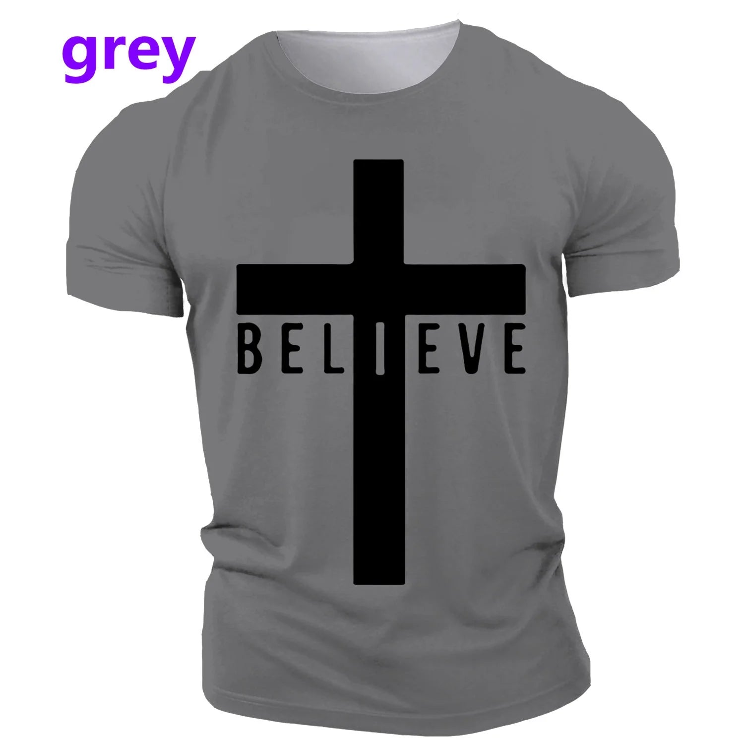 I Believe in God Christian Men'S Fashion T-Shirt 3D Printed Cross T-Shirt Jesus Shirt Short Sleeve Top