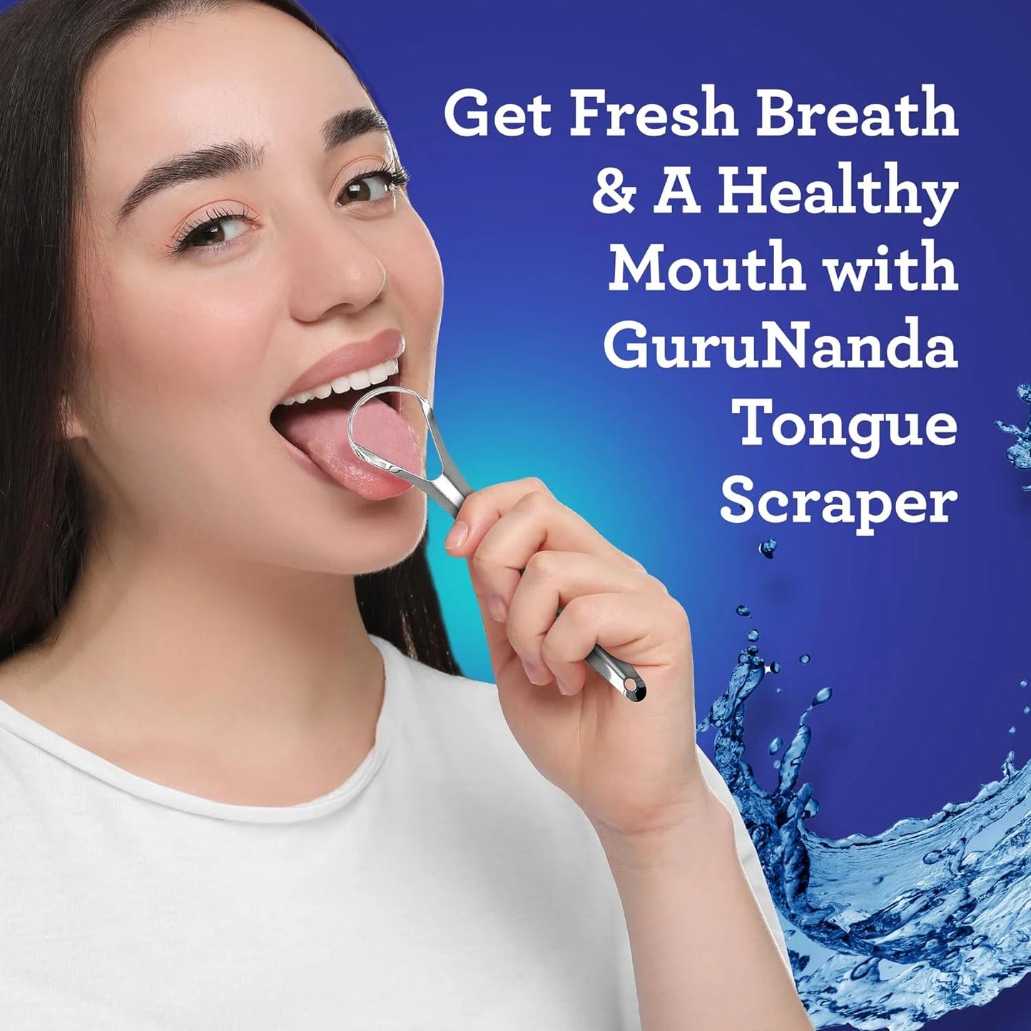 Gurunanda Tongue Scraper & Cleaner, Fights Bad Breath, Stainless Steel, 2 Pack
