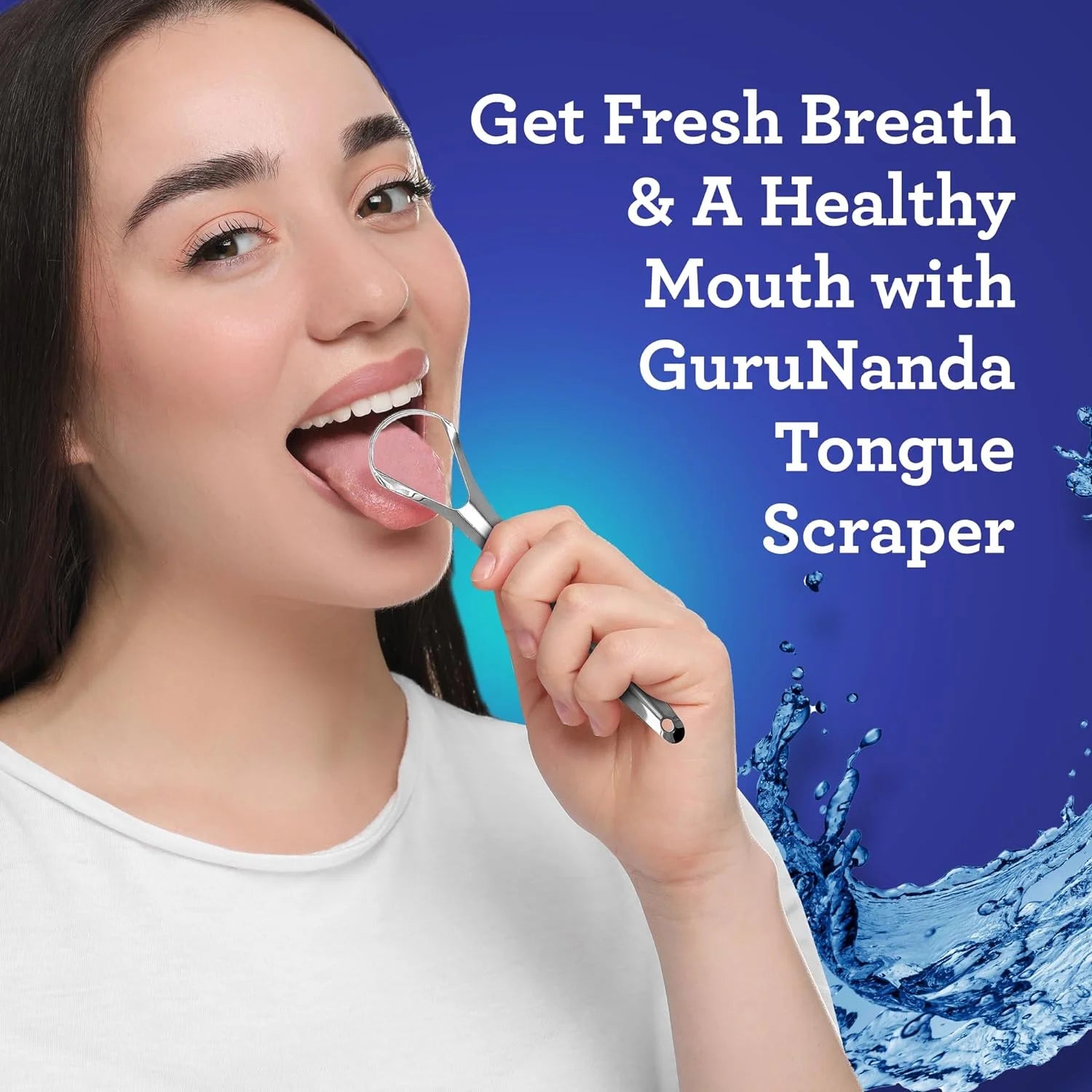 Gurunanda Tongue Scraper & Cleaner, Fights Bad Breath, Stainless Steel, 2 Pack