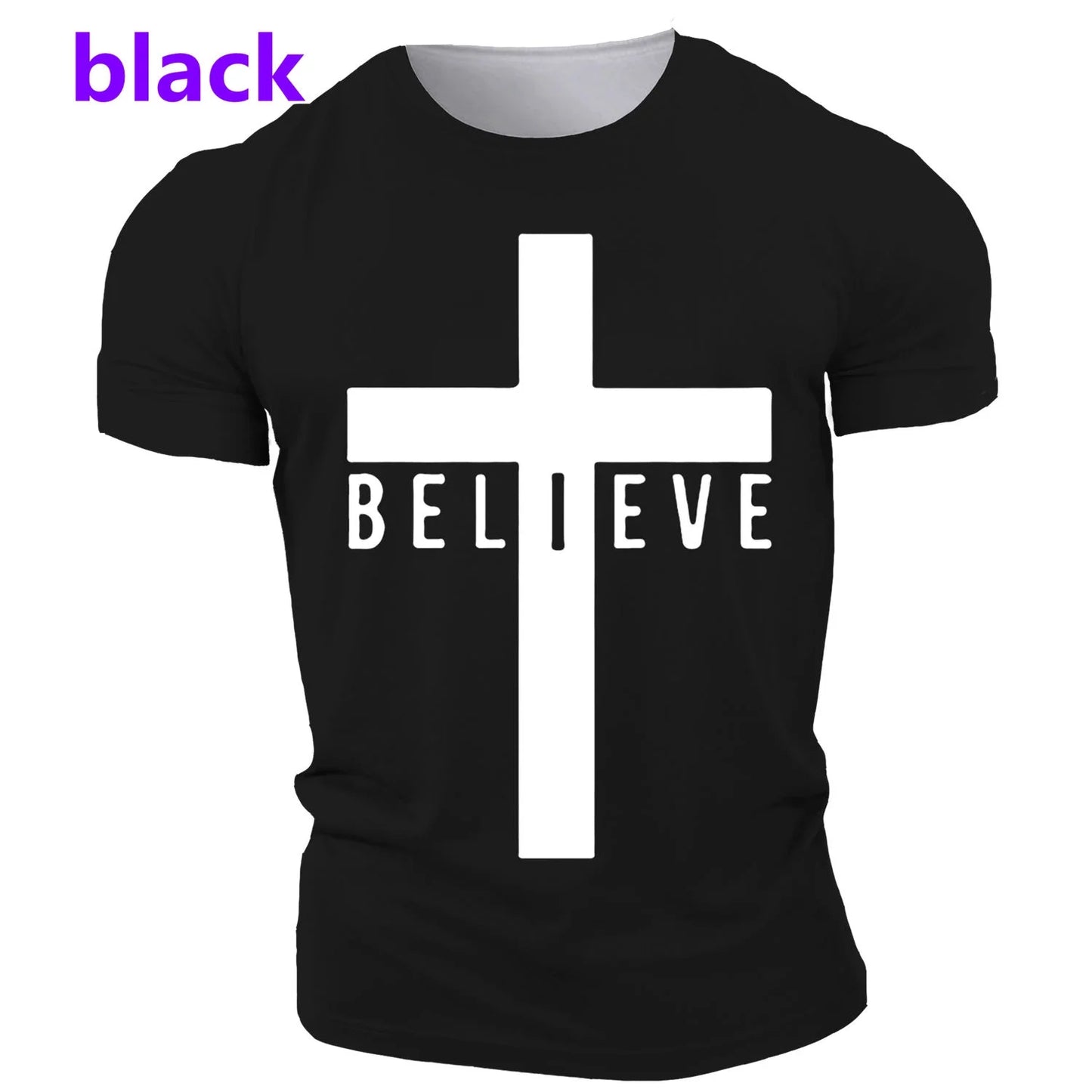 I Believe in God Christian Men'S Fashion T-Shirt 3D Printed Cross T-Shirt Jesus Shirt Short Sleeve Top