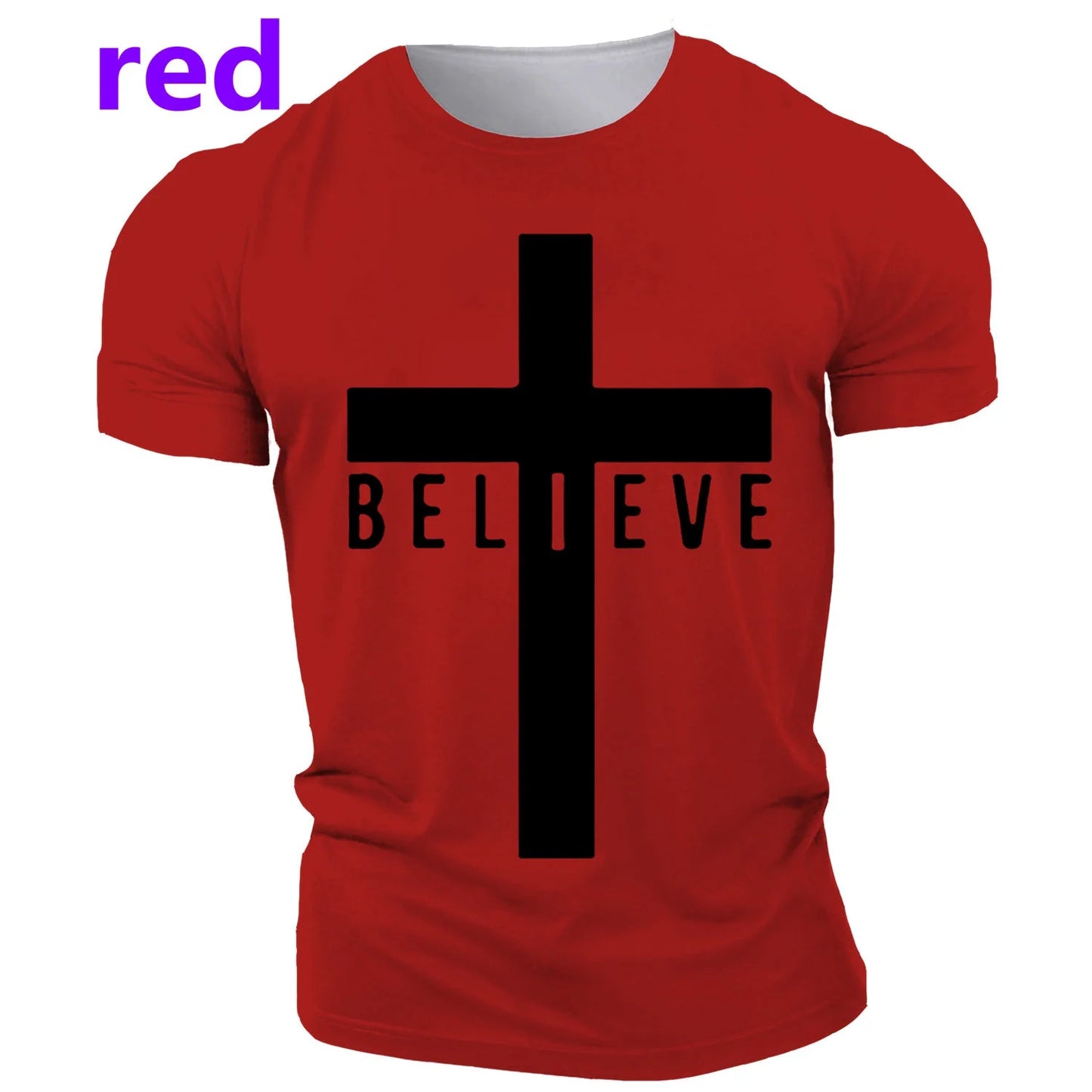 I Believe in God Christian Men'S Fashion T-Shirt 3D Printed Cross T-Shirt Jesus Shirt Short Sleeve Top